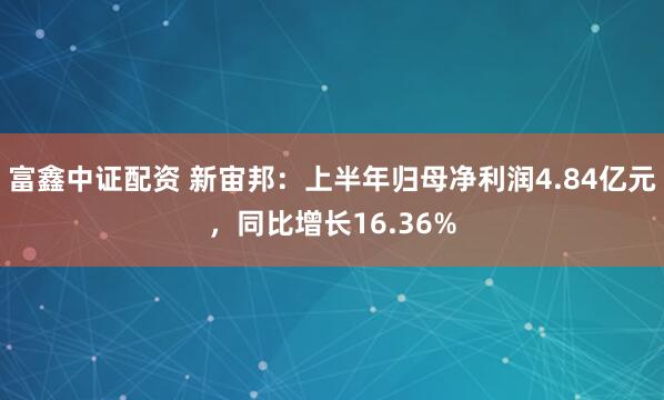 富鑫中证配资 新宙邦：上半年归母净利润4.84亿元，同比增长16.36%
